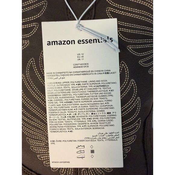 Amazon Essentials Size 12 brown square toe western cowboy boot